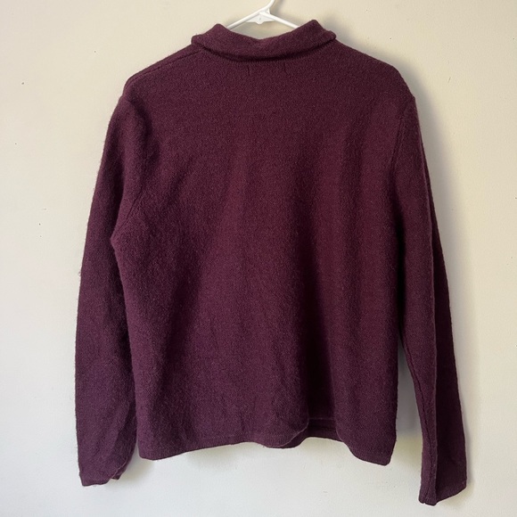 100% wool purple HONORS button up sweater with collar - Picture 2 of 3